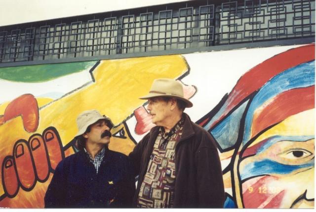 with muralist "El Mono" of BRP in Chile 2003